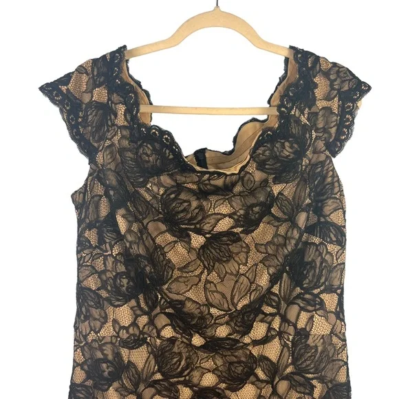 Tadashi Shoji Elidi Off Shoulder Lace Dress Black Size 16 Formal Cocktail - Picture 5 of 10